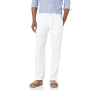 Perry Ellis Herren 100% Linen Drawstring Pant Lssige Hose, Bright White, 30W / 32L