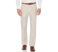 Perry Ellis Herren Leinenmischgewebe, Flache Vorderseite, Strapazierfähiger Twill, Normale Passform, Atmungsaktiv und Leicht Klassische Hose, Natürliches Leinen-Fischgrätenmuster, 38W / 30L