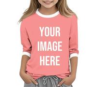 Personalisierbares Kinder-T-Shirt, 3/4-Ärmel, Tops, individuelle T-Shirts, Großbritannien, erstellen Sie Ihr eigenes Design mit jedem Fototext, individuell bedrucktes Basic-T-Shirt, lässig