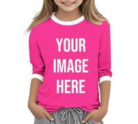 Personalisierbares Kinder-T-Shirt, 3/4-Ärmel, Tops, individuelle T-Shirts, Großbritannien, erstellen Sie Ihr eigenes Design mit jedem Fototext, individuell bedrucktes Basic-T-Shirt, lässig