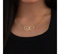 Personalisierte Edelstahl Herz-förmige Paar-Halskette mit zwei individuellen Namen, goldene englische Buchstaben mit mehreren Namensoptionen, ideales