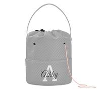 Personalisierte Garntasche, tragbare Stricktasche, individueller Name, kleine Häkeltasche, Reisegarn, Aufbewahrungs-Organizer für Häkelprojekte, zum Aufbewahren von Knäuel, Stricknadeln, dunkelgrau