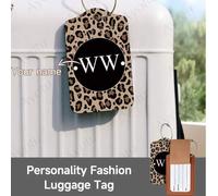 Personalisierte Gepäckanhänger mit Leopardenmuster und Buchstaben, Reise- und Kreuzfahrtgepäckanhänger, Namensschild für Rucksack und Handtasche, Ausw