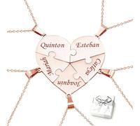 Personalisierte Herz Puzzle Halsketten Namenskette mit Gravur，BFF ketten Freundschaftsketten Familienkette für 2/3/4/5/6/7/8，Namenspaar Anhänger Geschenke für Familie, Freunde, Paare, Schwester