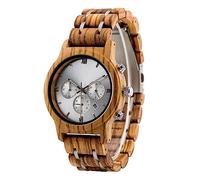 Personalisierte Holz-Armbanduhr für Herren, personalisierbare Holz-Armbanduhr für Ihn, Sub-Zifferblätter, Quarz-Analog-Uhrwerk, Datumsanzeige, Holz, Jahrestags-Geschenk für Ehemann, Freund, 45 mm