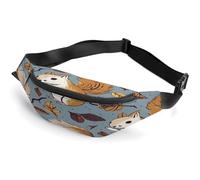 Personalisierte Hüfttasche mit verstellbarem Riemen, bunte Hundepfoten-Umhängetasche, Freizeittasche für Reisen, Sport, Laufen, Wandern, Süßes Eichhörnchen, 36*15cm, Lässiger Tagesrucksack