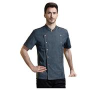 Personalisierte Kochjacke Uniform Herren Bäckerjacke Küchen Koch Jacke Kochhemd Restaurant Hotel Cafe Chef Kostüm Atmungsaktiv Arbeitsuniform Shirt für Männer Kochkleidung mit Knöpfen