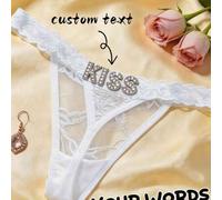 Personalisierte Kristall-Buchstaben Sexy Spitze Personalisierte Name String Tanga, Bikini Tanga Damen Wäsche T-Back Unterwäsche Geschenk für Freundin