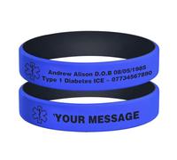 Personalisierte Notfallarmband Medizinisches Alarm Armband - 2 Stück Elastische Silikon SOS ID Armband Gravur mit Name Telefonnummer Epilepsie Allergie Diabetes Notfall Armbänder für Damen Herren