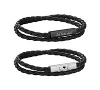 Personalisierte Partnerarmbänder mit Gravur - Lederarmband Herren Damen Pärchen Armband mit Namen Partner Armbänder Magnet mit HERZ Weihnachten Jubiläum Geburtstag Valentinstag Geschenke für Sie Ihn