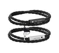 Personalisierte Partnerarmbänder mit Gravur - Lederarmband Herren Damen Pärchen Armband mit Namen Partner Armbänder Magnet mit HERZ Weihnachten Jubiläum Geburtstag Valentinstag Geschenke für Sie Ihn