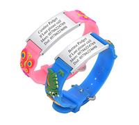 Personalisierte Sicherheitsarmband Kinder - 2 Stück Individuelle Edelstahl Tag & Rosa Blau Silikonband SOS Armband für Mädchen Jungen Kleinkind Gravur Kinder Anti-Verlust Notfall Armband ID Armbänder