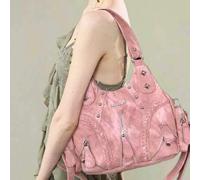 Personalisierte Y2K-Modische Damen-Schultertasche mit eingelassenen Nieten im Retro-Farbverlauf, mehrere Reißverschlusstaschen, modischer abnehmbarer