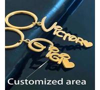 Personalisierter Cartoon Herz-förmiger Schlüsselanhänger, personalisierter Schlüsselanhänger mit zwei Namen für Paar, Anhänger aus Edelstahl, modische