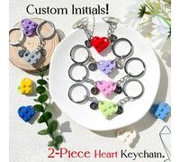 Personalisierter Herz-förmiger Schlüsselanhänger mit Initialen - perfektes Weihnachtsgeschenk, Paar-Set, individualisierbare Initiale, Geschenk für si