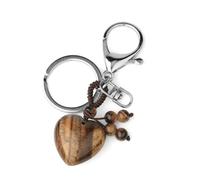 Personalisierter herzförmiger Schlüsselanhänger aus natürlichem Kristall mit 7 Chakra-Bernstein, Tigerauge-Stein, Schlüsselanhänger für Tasche, Auto, vielseitige Dekoration, Unisex, Tigerauge