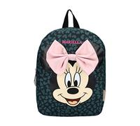 Personalisierter Kindergarten-Rucksack Disney Minnie Mouse mit Name Mädchen - Kleiner Rucksack Kinder Freizeitrucksack mit großer Schleife und Herzdesign - dunkelgrün