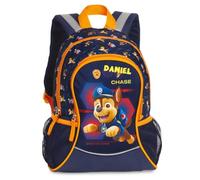 Personalisierter Kindergartenrucksack Paw Patrol - Rucksack Kinder Jungen Chase mit Namen - Freizeitrucksack Kindergarten Kita mit seitlichen Netztaschen Vordertasche