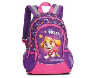 Personalisierter Kindergartenrucksack Paw Patrol - Rucksack Kinder Skye Mädchen mit Namen - Freizeitrucksack Kindergarten Kita mit seitlichen Netztaschen Vordertasche