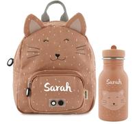 Personalisierter Kinderrucksack mit Namen, Trixie Katzen-Design, Ideal für Kindergarten, Kita, Verstellbare Gurte, Kinderfreundliche Reißverschlüsse, Optional mit Trinkflasche