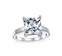 Personalisierter klassischer zeitloser 3CT AAA CZ Quadrat Brillant Prinzessin Schnitt Solitär Verlobungsring für Frauen .925 Sterling Silber Plain Band anpassbar