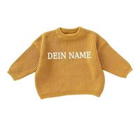 Personalisierter Pullover Baby Kinder Strickpullover Langam Rundhals Personalisierte Pullover mit Name Stickerei Einfarbige Pulli Winterkleidung Mädchen Jungen Gestrickt Sweatshirt