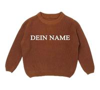 Personalisierter Pullover Baby Kinder Strickpullover Langam Rundhals Personalisierte Pullover mit Name Stickerei Einfarbige Pulli Winterkleidung Mädchen Jungen Gestrickt Sweatshirt