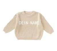 Personalisierter Pullover Baby Kinder Strickpullover Langam Rundhals Personalisierte Pullover mit Name Stickerei Einfarbige Pulli Winterkleidung Mädchen Jungen Gestrickt Sweatshirt