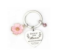 Personalisierter Schlüsselanhänger Aus Edelstahl Mit Blühendem Blumen- Und Rosa Diamant Anhänger, Das Geschenk Für Mütter, Für Den Geburtstag Oder Zum Muttertag, Ideal Als Kleines Geschenk Für Frauen