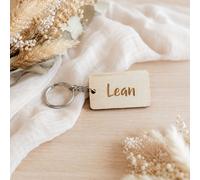 Personalisierter Schlüsselanhänger aus Holz mit Namen & Wunschtext für jeden Anlass - Laser