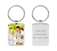 Personalisierter Schlüsselanhänger mit Foto und Text Gravur, Personalisierte Geschenke für Papa und Mama, Paar, Freund am Vatertag, Muttertag, Valentinstag, Weihnachten, Geburtstag (Rechteck)