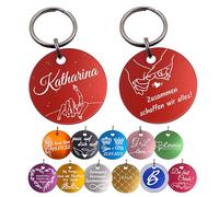 Personalisierter Schlüsselanhänger mit Gravur - Geschenk für Partner, Freunde & Familie - Andenken & Glücksbringer - Reise, Event, Hochzeit, Geburt - 12 Farben, mit Beutel (Gelb, 35mm)