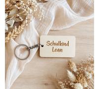 Personalisierter Schulkind Schlüsselanhänger aus Holz mit Namen - Geschenk zur Einschulung