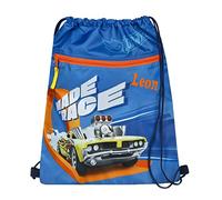 Personalisierter Turnbeutel Junge mit Name | Personalisierter Schuhbeutel Hot WHeeLS Renn-Auto | Sportbeutel zum Zuziehen Kinder-Rucksack | inkl. Wunschaufdruck