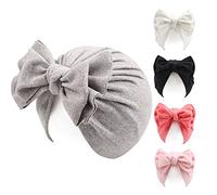 Pesaat Baby Mütze Mädchen Baumwolle Neugeborenen Mütze Mit Schleife Erstlingsmützen für 0-3 Jahren Mädchen Newborn Mütze Herbst,Winter(5er Set- B, 0-3 Jahren)