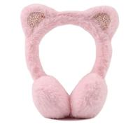 Pesaat Kinder Ohrenwärmer Winter aus Weichem Plüsch Mädchen Jungen Wärmendes Ohrenschützer mit Süße KatzeÖhrche(Hellrosa Katze)