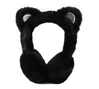 Pesaat Kinder Ohrenwärmer Winter aus Weichem Plüsch Mädchen Wärmendes Ohrenschützer mit Süße KatzeÖhrche (Schwarz Katze)