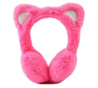Pesaat Kinder Ohrenwärmer Winter aus Weichem Plüsch Mädchen Wärmendes Ohrenschützer mit Süße KatzeÖhrche (Rosa Rot Katze)