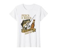 Pesca E Birra Ecco Warum Bin Ich Hier Vintage Preisgünstiges Grafik-T-Shirt, Damen, Weiß, M