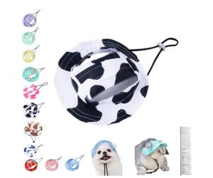 Pet Adjustable Umbrella Hat with Ear Holes Summer Visor Cap (Cow,L) | Lightweight Breathable Design with Adjustable Chin Strap