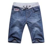Petalum Baby Bermuda Jeansshorts Baumwolle Kinder Jungen Denim Shorts elastischer Bund mit Kordelzug Sommer Kurze Hose Stil A Größe 86-92=Label 100