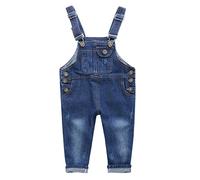 Petalum Unisex Kinder Latzhose Jeans Baby Overalls Freizeit Denim Hose mit Brusttasche blaue Strampler für 0-4 Jahre