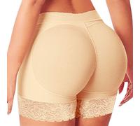 Petalum Unterhosen Padded Mieder Höschen Butt Lifter Hüft Push up Enhancer Panty Unterwäsche Damen Unterhose Up Po Miederpants Spitze Slip Seamless EU 36-38 = Tag M Beige 1
