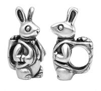 Peter Hase Charm für Pandora-Armbänder, echtes 925er-Sterlingsilber, mit Rucksack, in Geschenkbox, One Size, Metall, Kein Edelstein