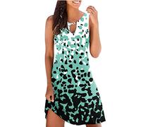 Peter Kaiser Sundresses for Women Leopard Flowy Aline Swing Shirt Sun Dress Sleeveless Round Neck Plus Size Gown Midi Dresses