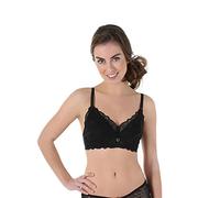 Petit Amour Damen ❤️ Stillwäsche Emilia Still-BH ❤️ mit Spitze Nursing Bra Umstands BH PA-LI-0012A - L (Cup 85/90 C/D) - Schwarz