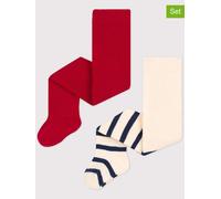 PETIT BATEAU 2er-Set Strumpfhosen in Rot - Größe 15-18 | Babysocken Strumpfhosen