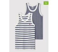 Petit Bateau - Unterhemd BOOT 2er-Pack in marshmallow/smoking Gr.104