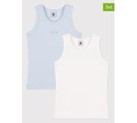 PETIT BATEAU 2er-Set: Unterhemden in Hellblau - Größe 110 | Kinder Waesche