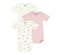 Petit Bateau 3er-Pack Bodys kurzarm Blumen 86 natur/rosa